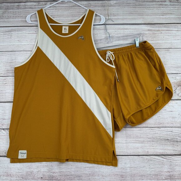 Tracksmith Athletic Shorts and Tank Set in Mustard and White - Picture 1 of 16